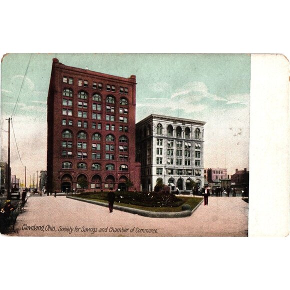 Antique Cleveland Ohio Society For Savings & Chamber Of Commerce Postcard - Picture 1 of 2